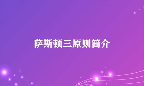 萨斯顿三原则简介