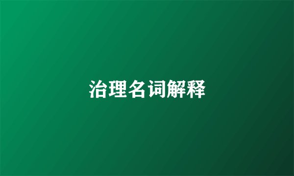 治理名词解释