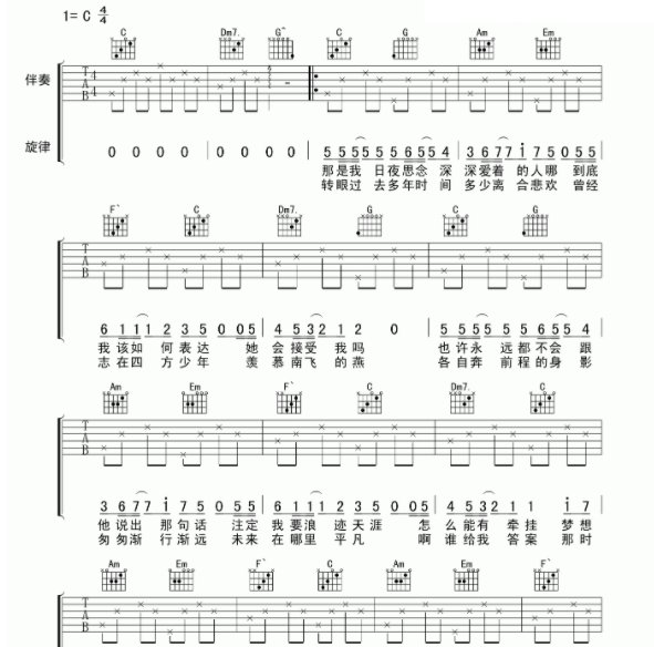 老男孩吉他谱
