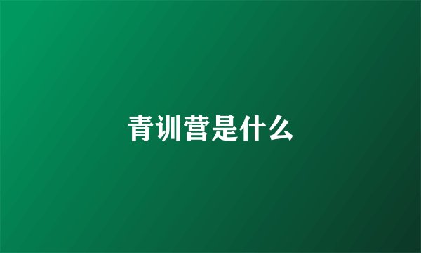 青训营是什么