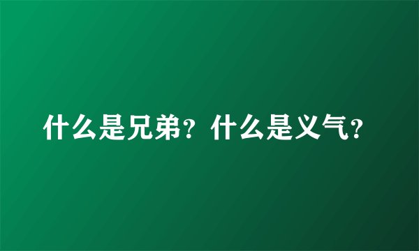 什么是兄弟？什么是义气？
