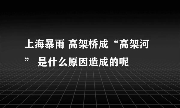 上海暴雨 高架桥成“高架河” 是什么原因造成的呢
