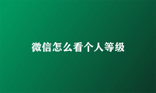 微信怎么看个人等级
