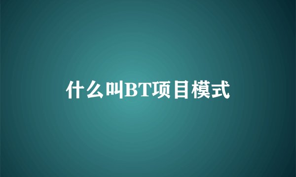 什么叫BT项目模式
