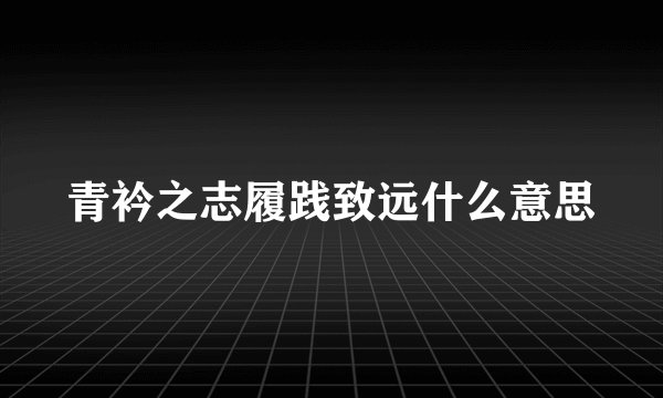 青衿之志履践致远什么意思