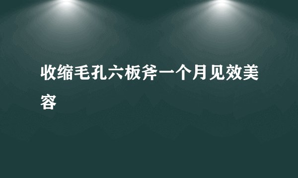 收缩毛孔六板斧一个月见效美容