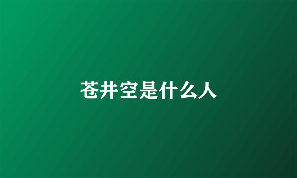 苍井空是什么人
