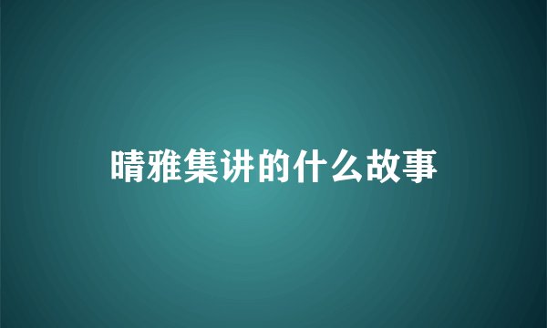 晴雅集讲的什么故事
