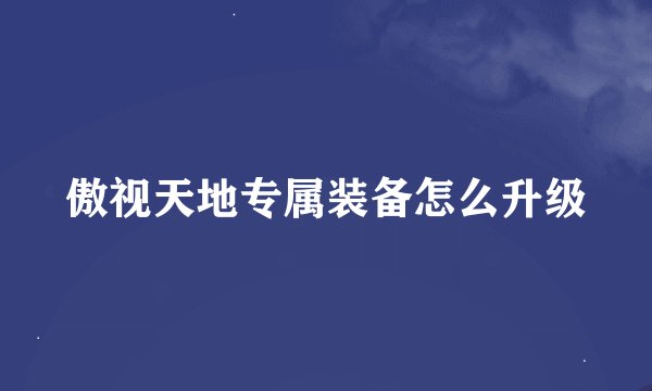 傲视天地专属装备怎么升级