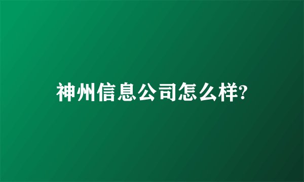 神州信息公司怎么样?