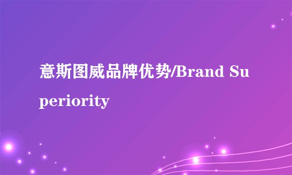 意斯图威品牌优势/Brand Superiority