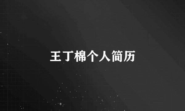 王丁棉个人简历