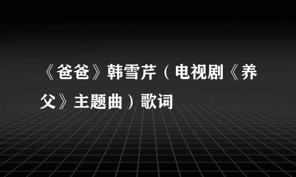 《爸爸》韩雪芹（电视剧《养父》主题曲）歌词