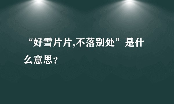 “好雪片片,不落别处”是什么意思？