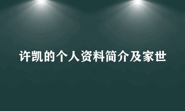 许凯的个人资料简介及家世