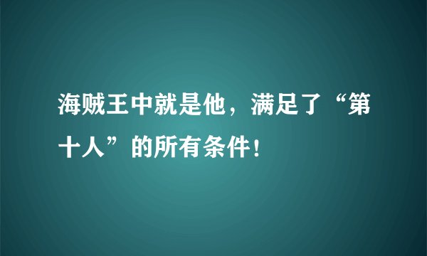 海贼王中就是他，满足了“第十人”的所有条件！