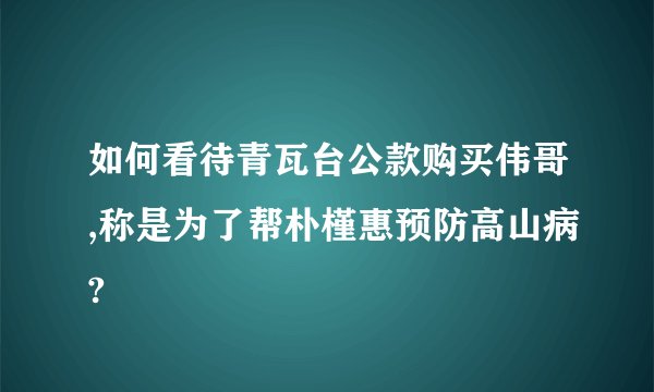 如何看待青瓦台公款购买伟哥,称是为了帮朴槿惠预防高山病?