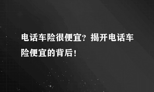 电话车险很便宜？揭开电话车险便宜的背后！