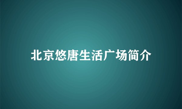 北京悠唐生活广场简介