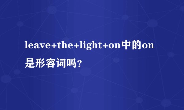 leave+the+light+on中的on是形容词吗？