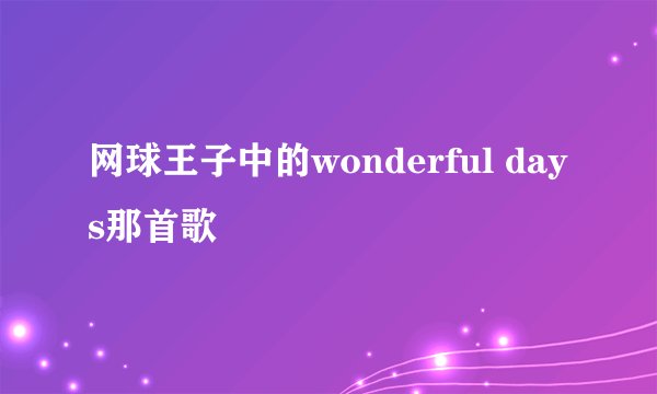 网球王子中的wonderful days那首歌