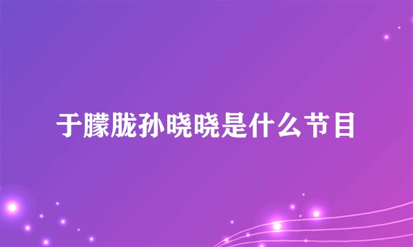 于朦胧孙晓晓是什么节目