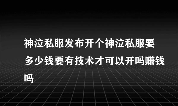 神泣私服发布开个神泣私服要多少钱要有技术才可以开吗赚钱吗