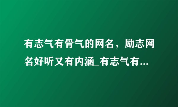 有志气有骨气的网名，励志网名好听又有内涵_有志气有尊严的网名