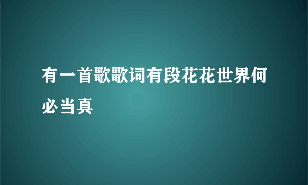 有一首歌歌词有段花花世界何必当真