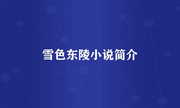 雪色东陵小说简介