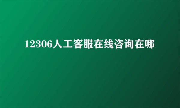 12306人工客服在线咨询在哪