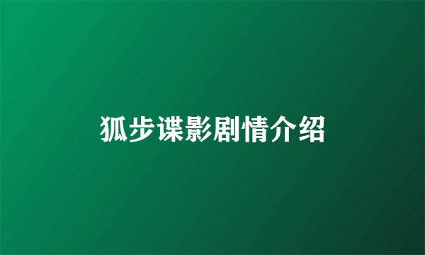 狐步谍影剧情介绍