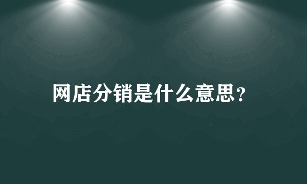 网店分销是什么意思？