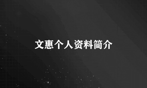 文惠个人资料简介