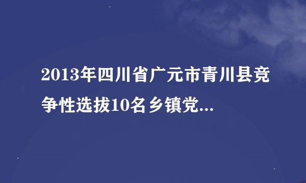 2013年四川省广元市青川县竞争性选拔10名乡镇党委副书记公告