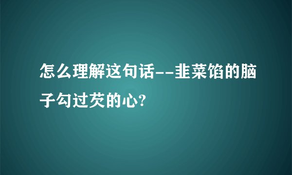 怎么理解这句话--韭菜馅的脑子勾过芡的心?