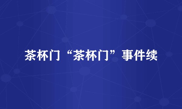 茶杯门“茶杯门”事件续