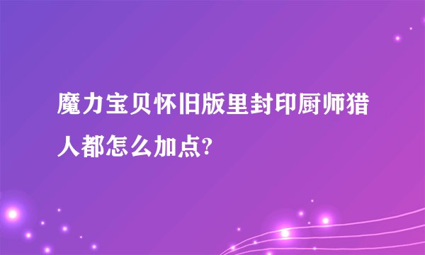 魔力宝贝怀旧版里封印厨师猎人都怎么加点?