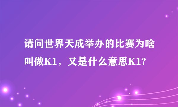 请问世界天成举办的比赛为啥叫做K1，又是什么意思K1?