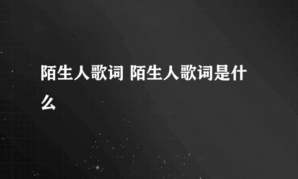 陌生人歌词 陌生人歌词是什么
