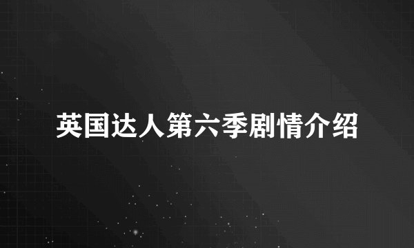 英国达人第六季剧情介绍