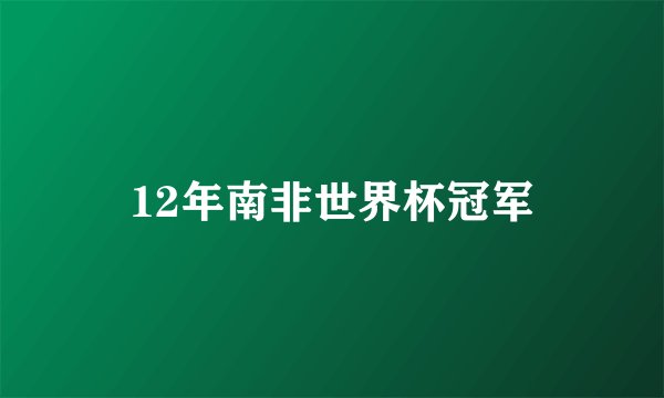 12年南非世界杯冠军