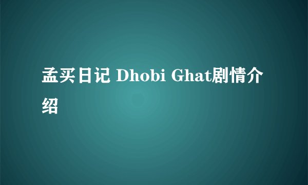 孟买日记 Dhobi Ghat剧情介绍