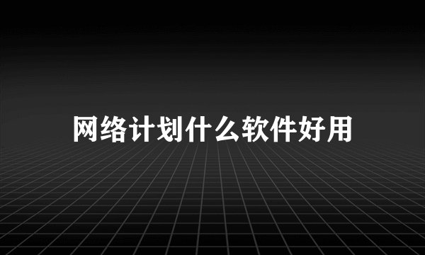 网络计划什么软件好用