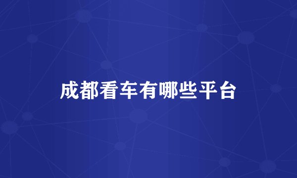 成都看车有哪些平台