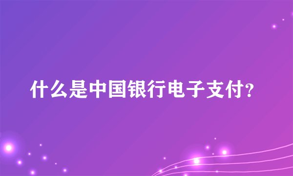 什么是中国银行电子支付？
