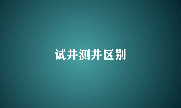 试井测井区别
