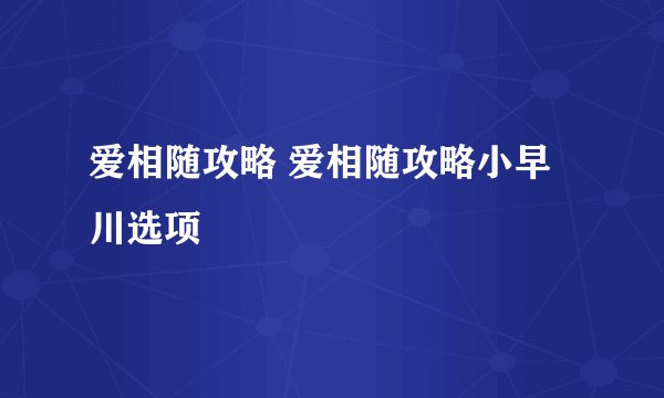 爱相随攻略 爱相随攻略小早川选项