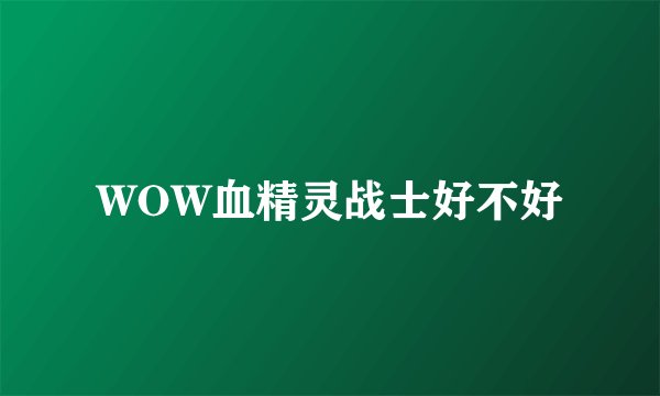 WOW血精灵战士好不好