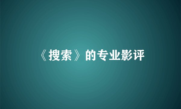 《搜索》的专业影评